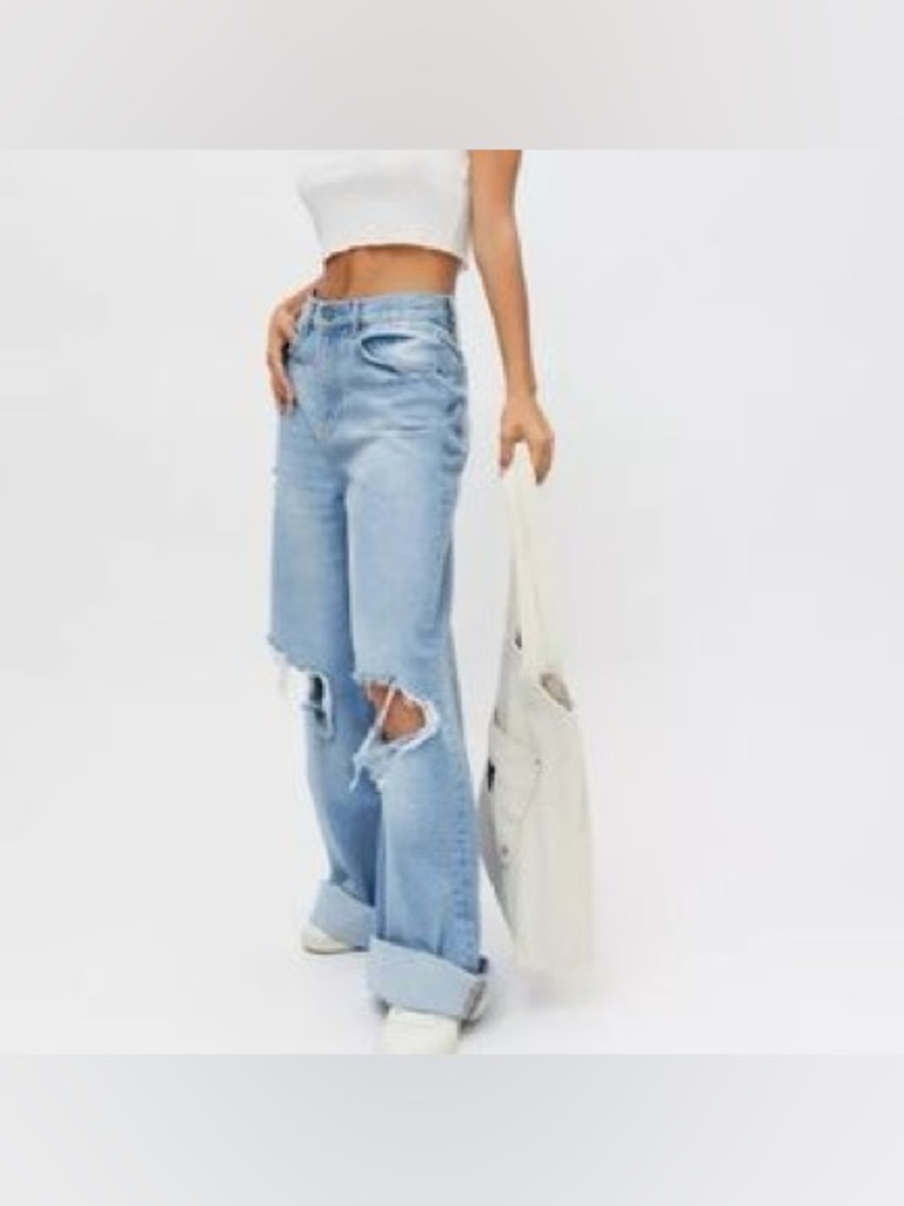 BDG Light Blue Distressed High-Rise Ankle Jeans
